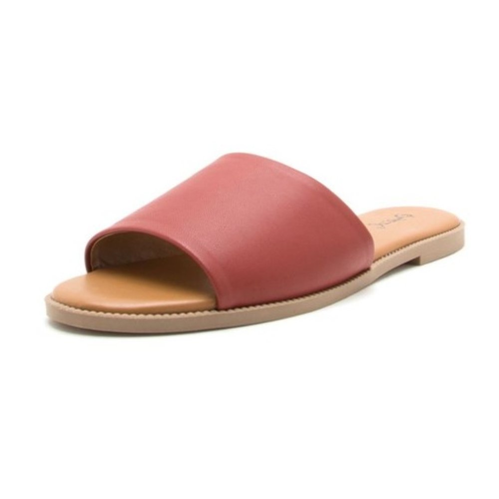 Womens Round Toe Flat Slide Sandals